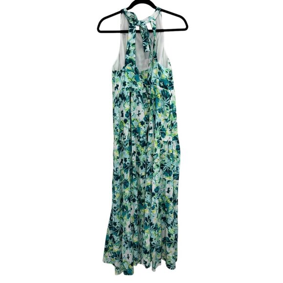 Torrid Green Floral Washable Gauze Maxi Halter Tiered Dress Women's Plus Size 0X - Picture 2 of 7